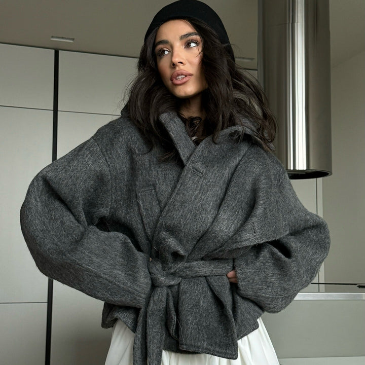 Damen Modische und warme Wickeljacke Drune