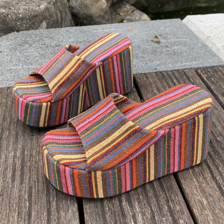 Damen Wedge-Pantoletten mit transparentem Obermaterial und komfortabler Sohle Drune