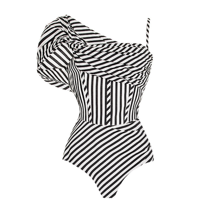 Damen One-Shoulder Badeanzug mit Volantrock Drune