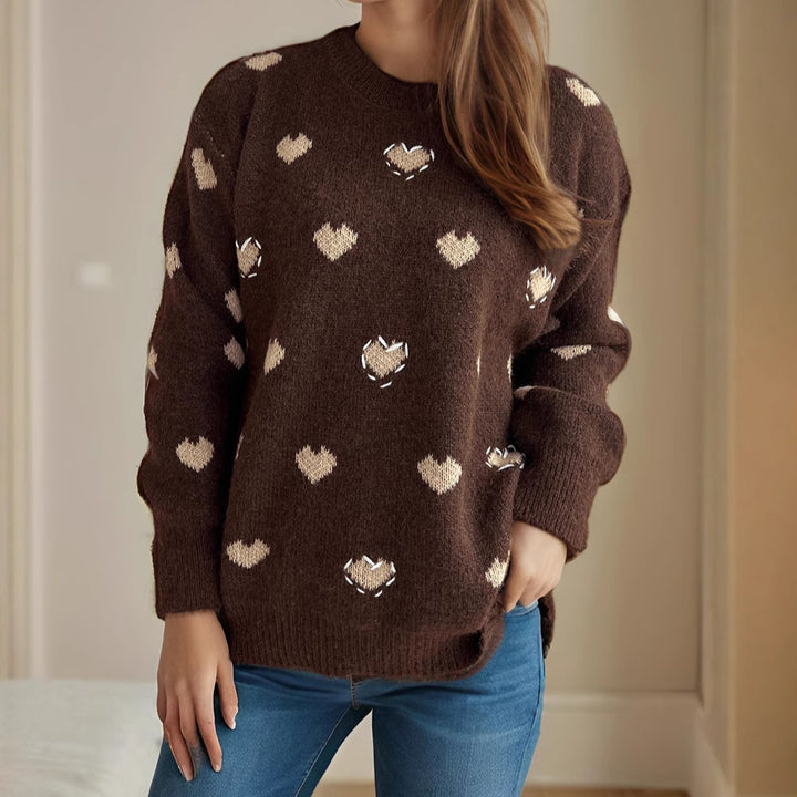 Damen Pullover mit verspieltem Herzdesign und weicher Struktur Drune