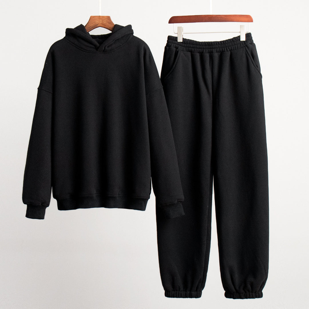 Damen Lässiges Sweatshirt- und Jogginghosen-Set mit Kapuze und elastischem Bund Drune