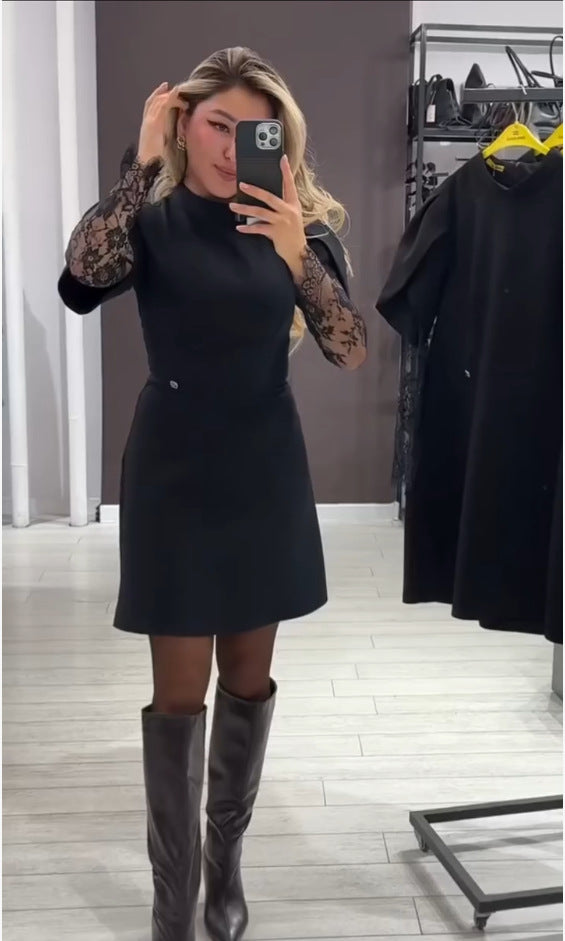 Damen Elegantes Kleid mit Spitze und figurbetontem Schnitt Drune