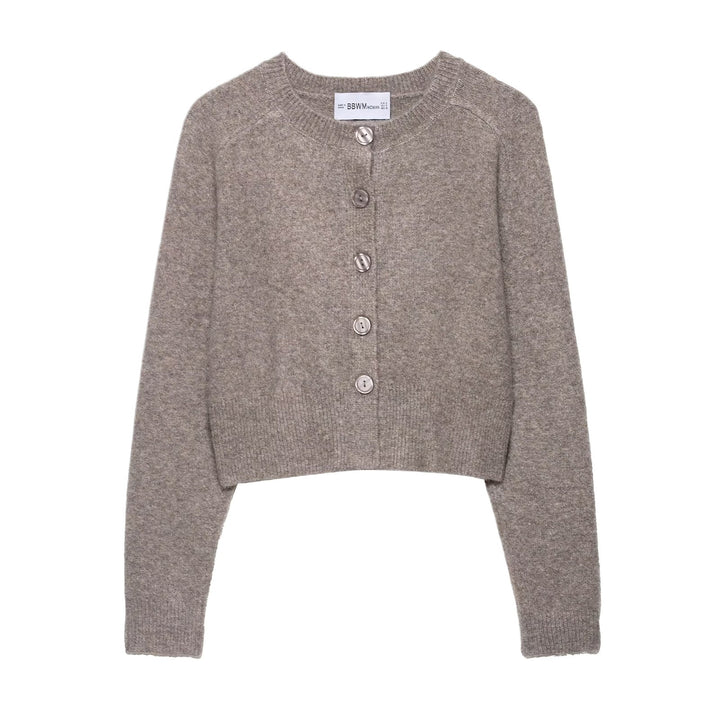 Damen cropped Strickjacke mit feinen Knöpfen und eleganter Passform Drune