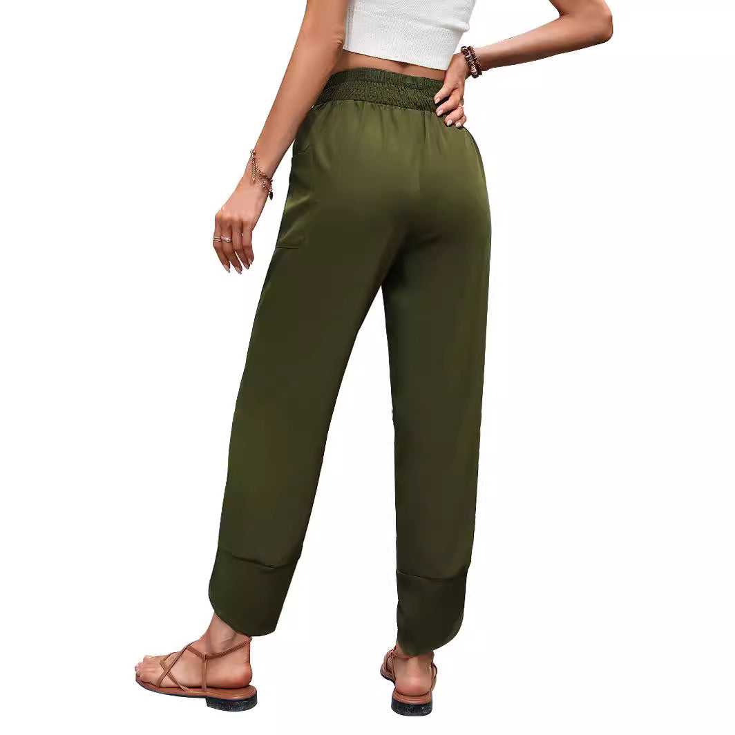 Damen Bequeme Freizeithose mit elastischem Taillenbund und praktischen Seitentaschen Drune