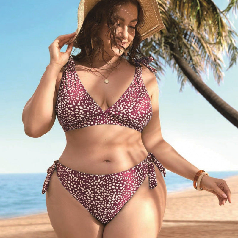Damen Triangel-Bikini mit verspielten Schleifen und modischem Muster Drune