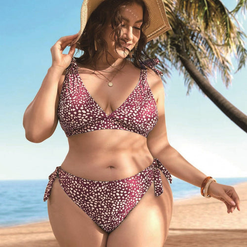 Damen Triangel-Bikini mit verspielten Schleifen und modischem Muster Drune