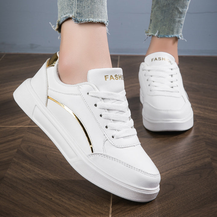 Damen nan niedrig geschnittener Kunstleder Sneaker mit holografischem Fersenbesatz Drune