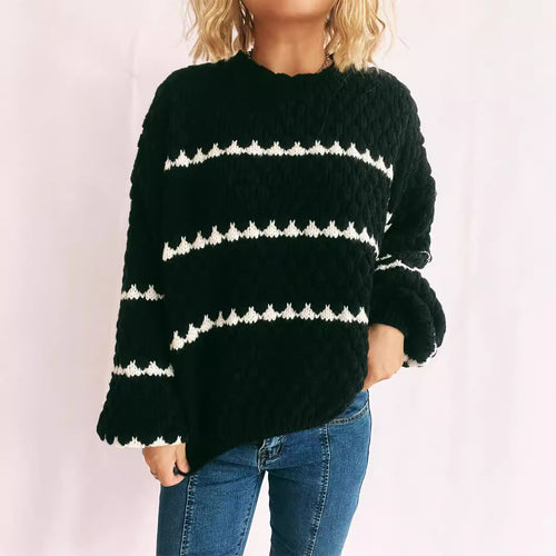 Damen Grob gestrickter Pullover mit modernem Muster und lässigem Schnitt Drune