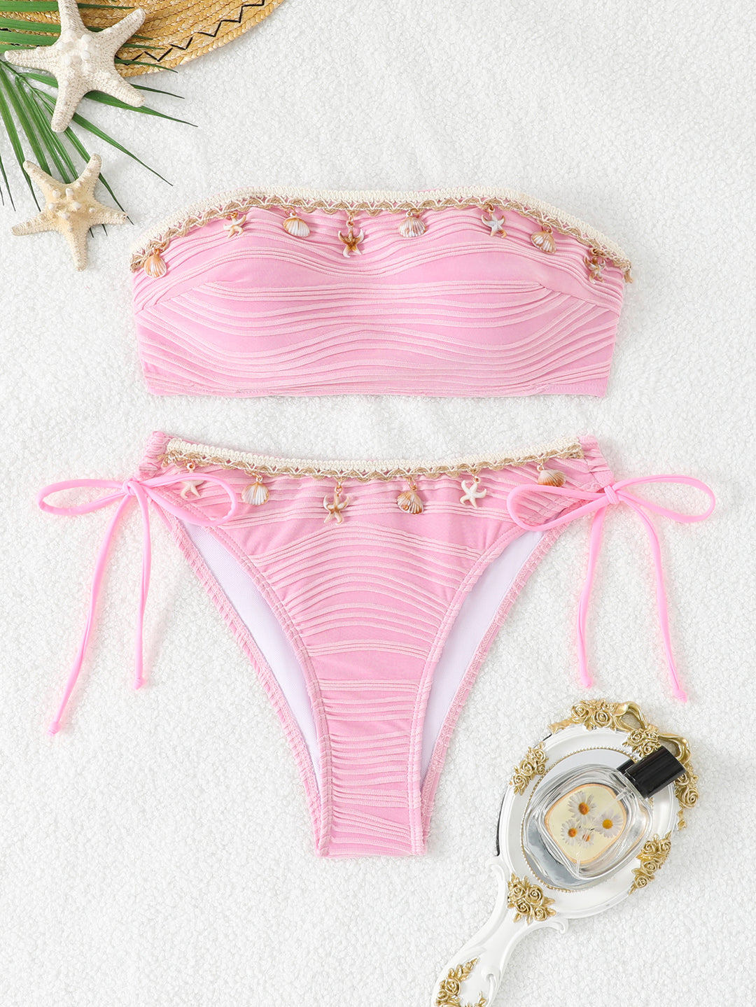 Damen Bandeau-Bikini mit einzigartiger Muschelverzierung Drune