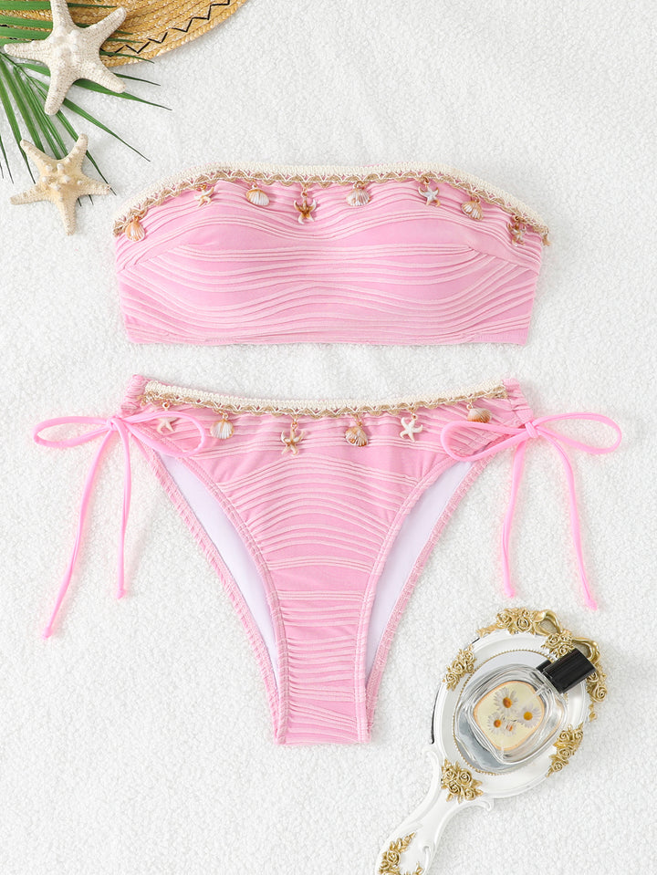 Damen Bandeau-Bikini mit einzigartiger Muschelverzierung Drune