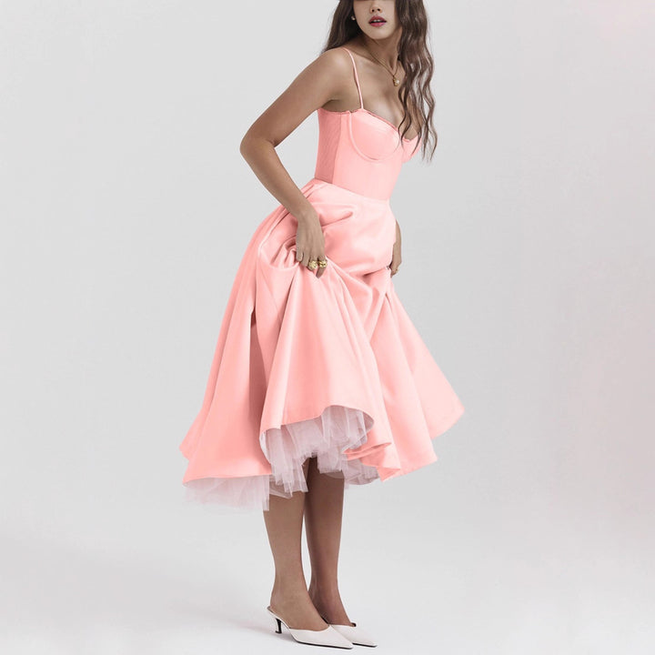 Damen nan Bustierkleid mit geformtem Mieder, weichem Tellerrock, integriertem Tüll-Unterzug und Eingrifftaschen Drune