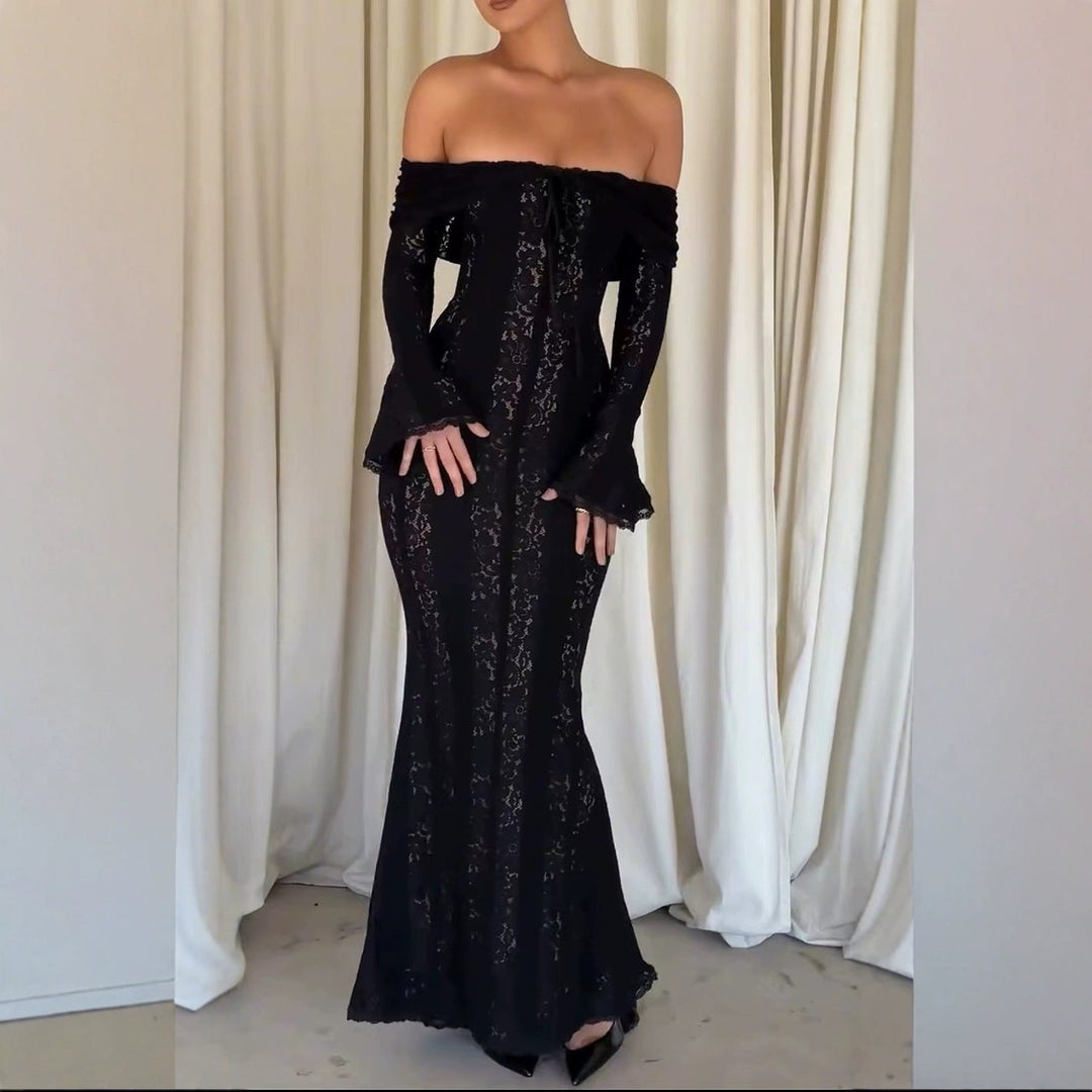 Drune | Ausgestellter Ärmellanger Bodycon-Waist Dress