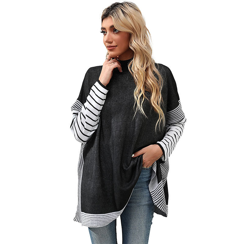 Damen gemütlicher Strickpullover mit lässigem Streifenmuster Drune