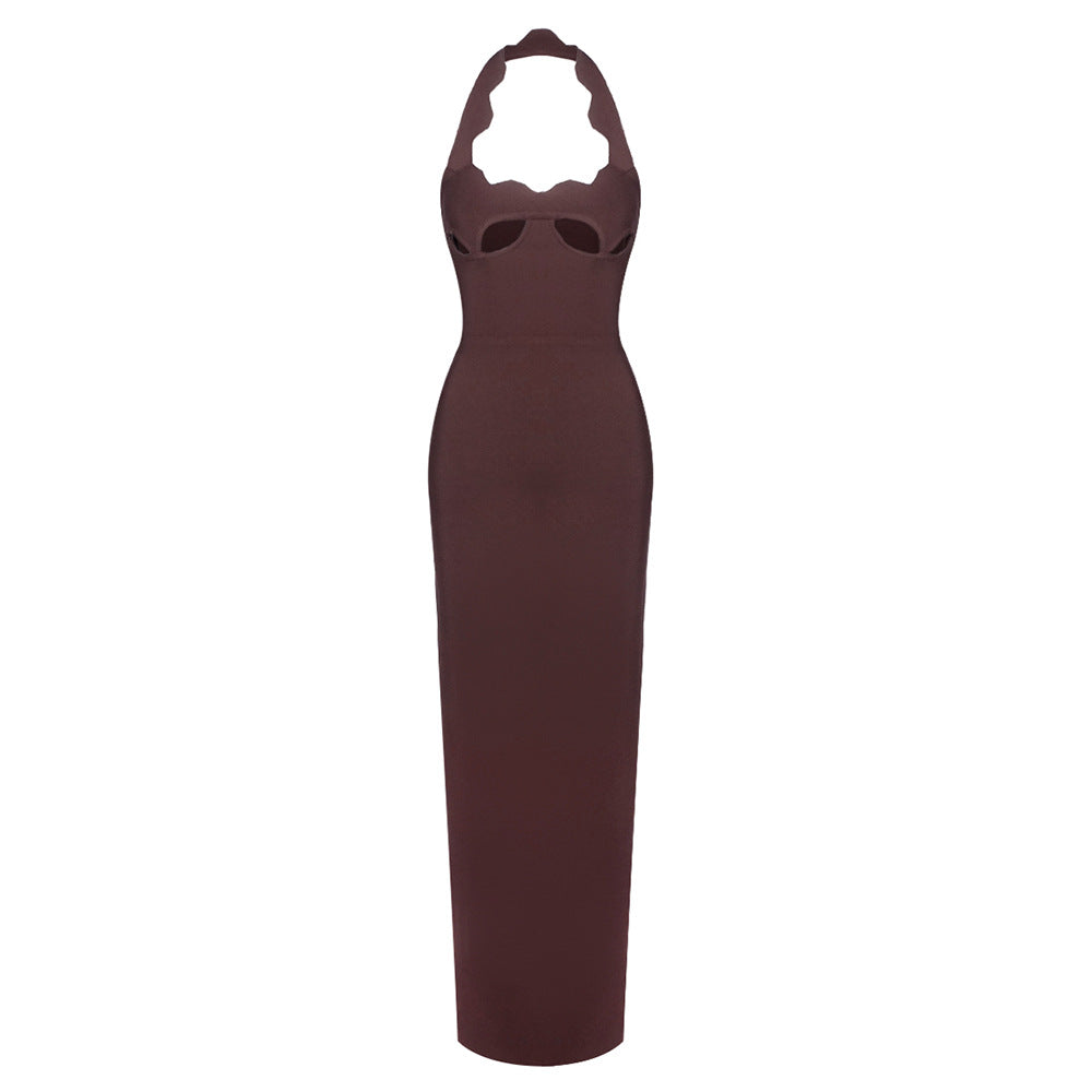 Damen Maxikleid mit innovativem Cut-Out-Design und sexy Schlüssellochausschnitt Drune