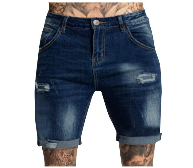 Herren Destroyed Jeansshorts Drune