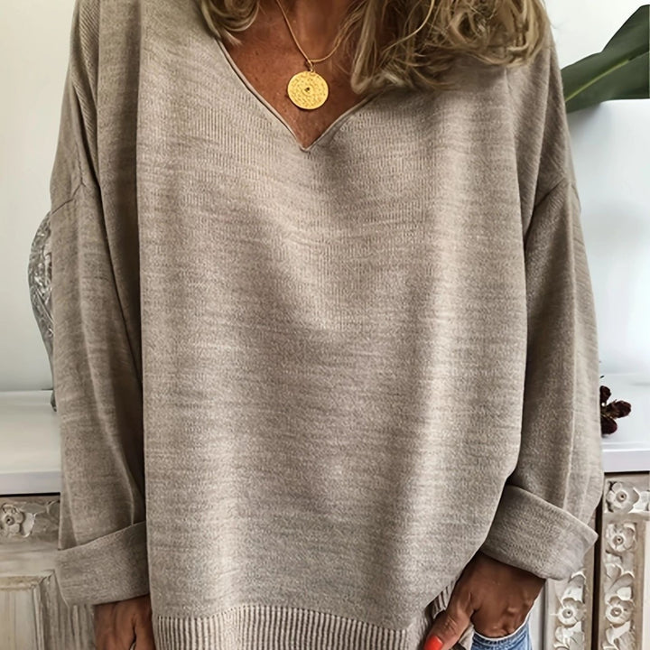 Damen lässiger V-Ausschnitt Pullover mit mittellanger Passform Drune