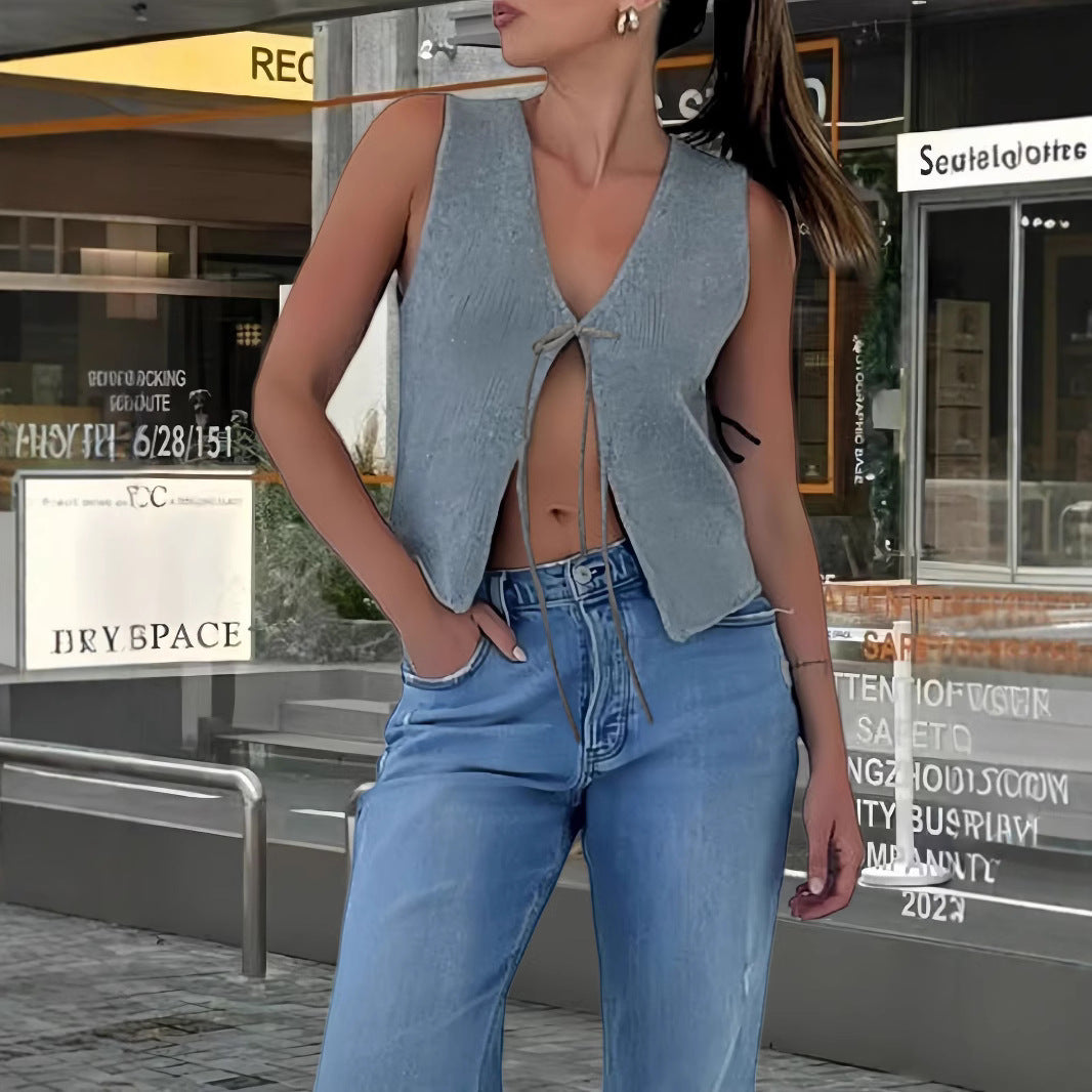 Damen Crop-Oberteil mit raffiniertem Schnürdesign Drune