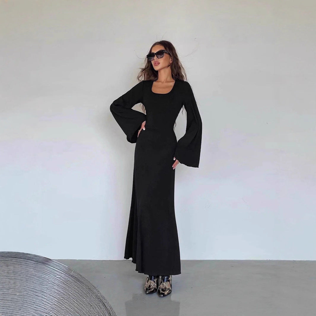 Damen Maxikleid mit weit ausgestellten Ärmeln und eleganten Details Drune