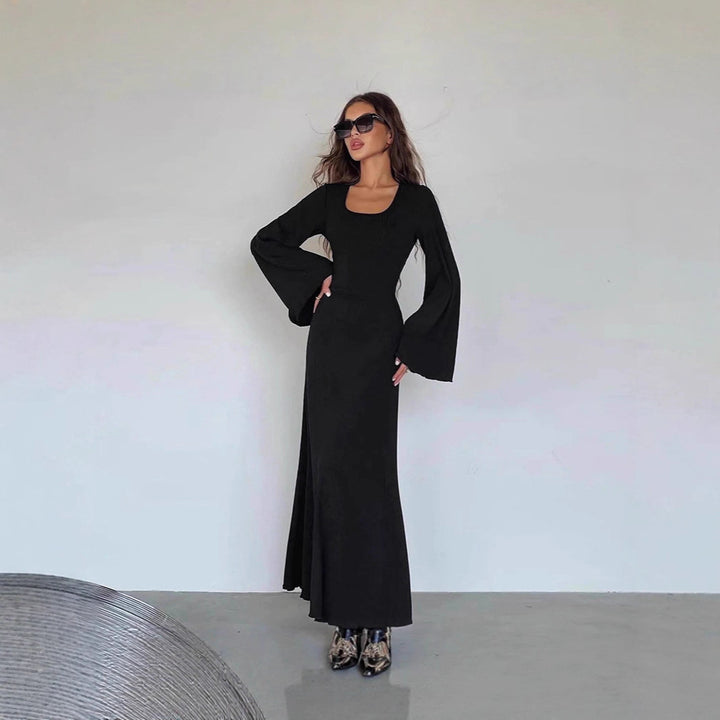Damen Maxikleid mit weit ausgestellten Ärmeln und eleganten Details Drune
