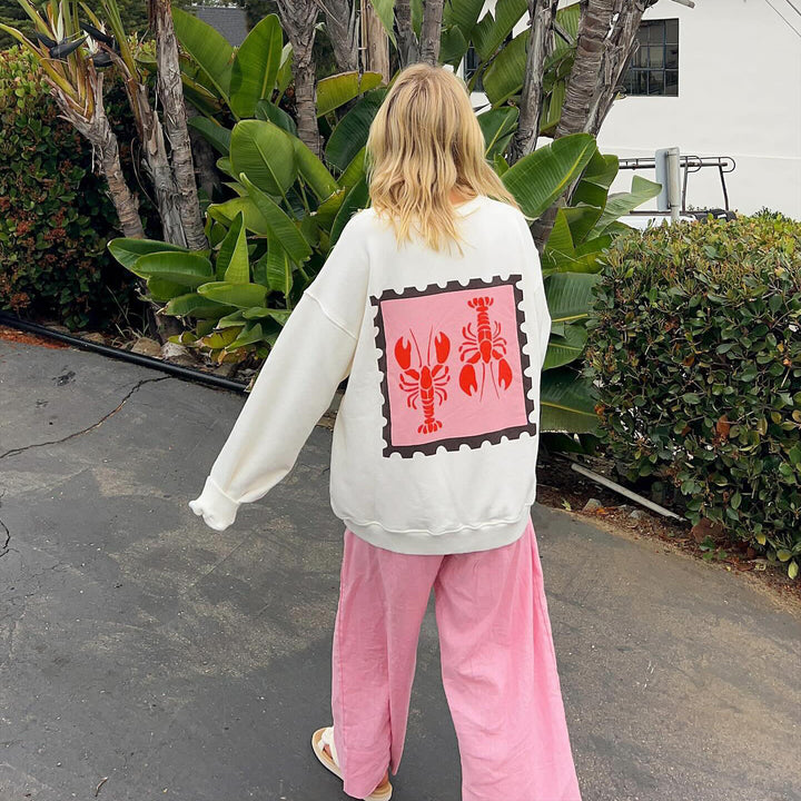 Damen Freizeitpullover mit kreativem Krabben-Print Drune