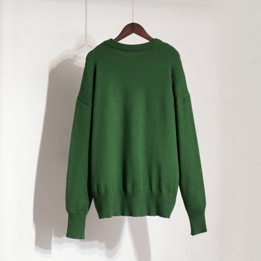 Damen Grobstrickpullover mit weitem Schnitt und lässigem V-Ausschnitt Drune