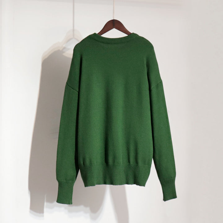 Damen Grobstrickpullover mit weitem Schnitt und lässigem V-Ausschnitt Drune