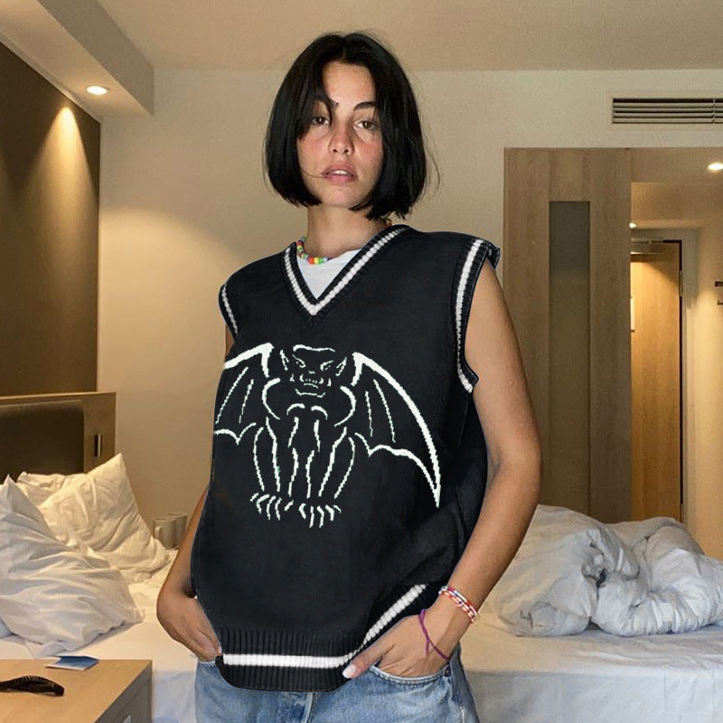 Damen Strickweste mit beeindruckendem Gothic-Motiv Drune