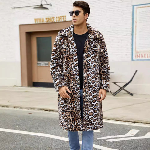 Herren Modischer Kunstfellmantel im Schlangenleder-Look Drune