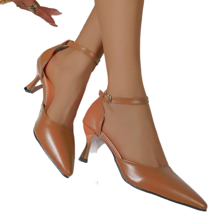Damen elegante Slingback-Pumps mit schmalem Absatz und modischem Knöchelriemen Drune