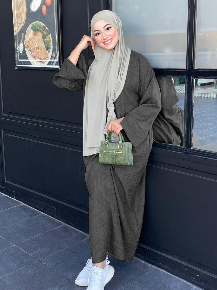 Damen Modischer Maxikleid mit voluminösen Ärmeln und eleganter Schnittführung Drune
