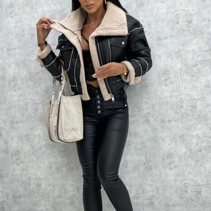 Drune | LederFliegerjacke - Warmes Sherpa-Futter - Kurz geschnitten - Winterbereites Design