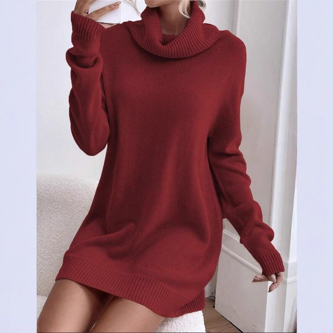 Damen Knitdress mit hohem Kragen und Oversized-Schnitt Drune