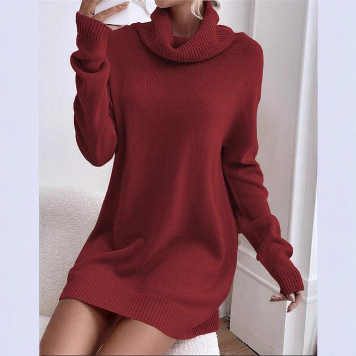 Damen Knitdress mit hohem Kragen und Oversized-Schnitt Drune