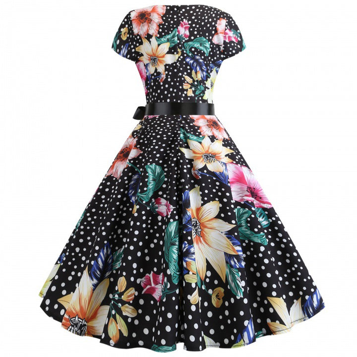 Damen Swingkleid mit floralem Muster und eleganter Taillierung Drune