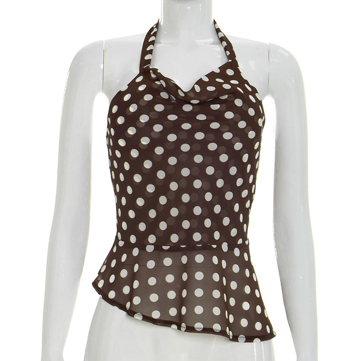 Damen Hängerchen-Top mit verspieltem Polka-Dots-Muster und voluminösem Saum Drune