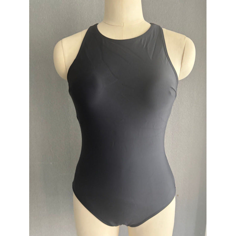 Damen Sportlicher Einteiler Badeanzug mit hohem Kragen und ergonomischem Schnitt Drune