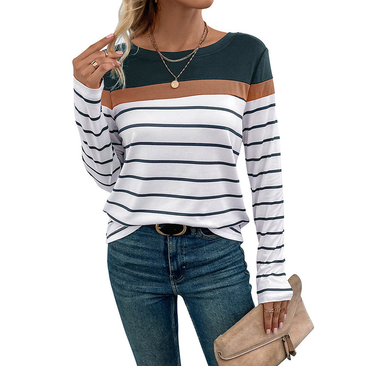 Damen gestreiftes Langarmshirt mit elegantem Farbhüpf-Design Drune