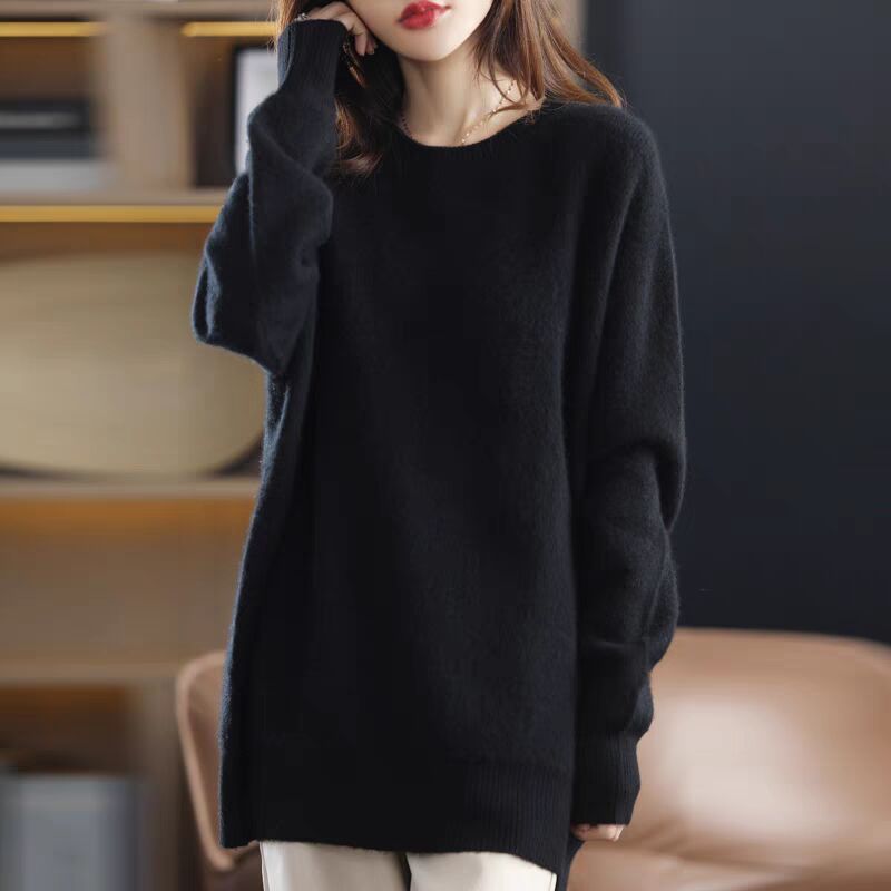 Damen Langer Strickpullover mit lässigem Schnitt Drune