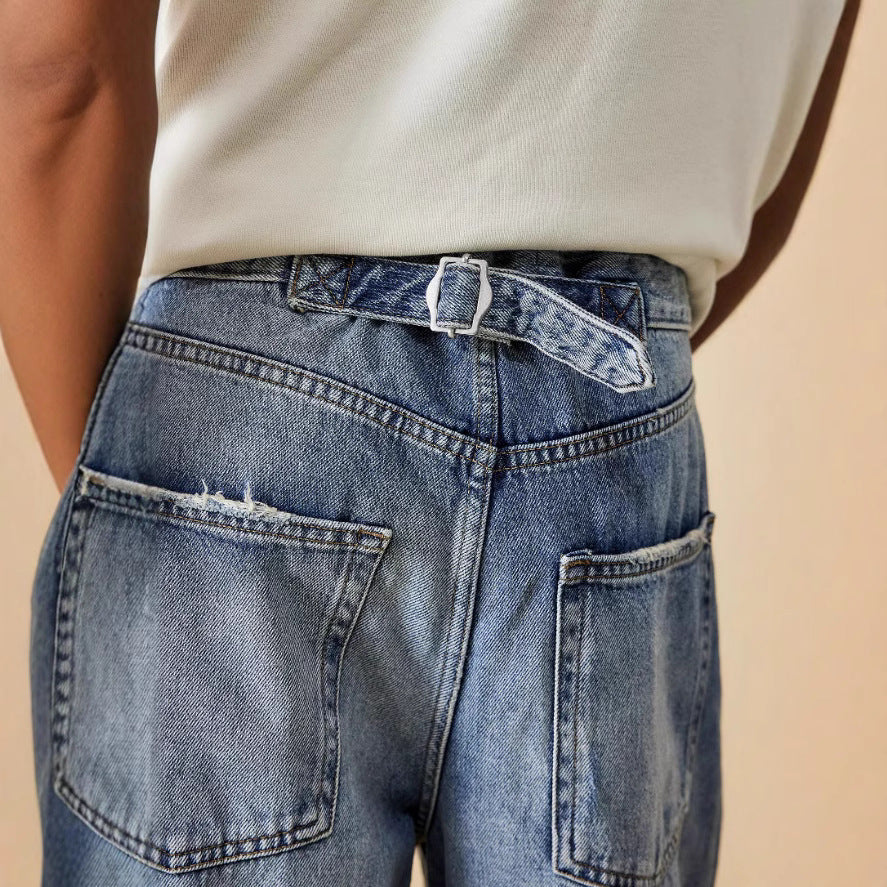 Damen weit geschnittene Jeans im lässigen Stil mit modischen Details Drune
