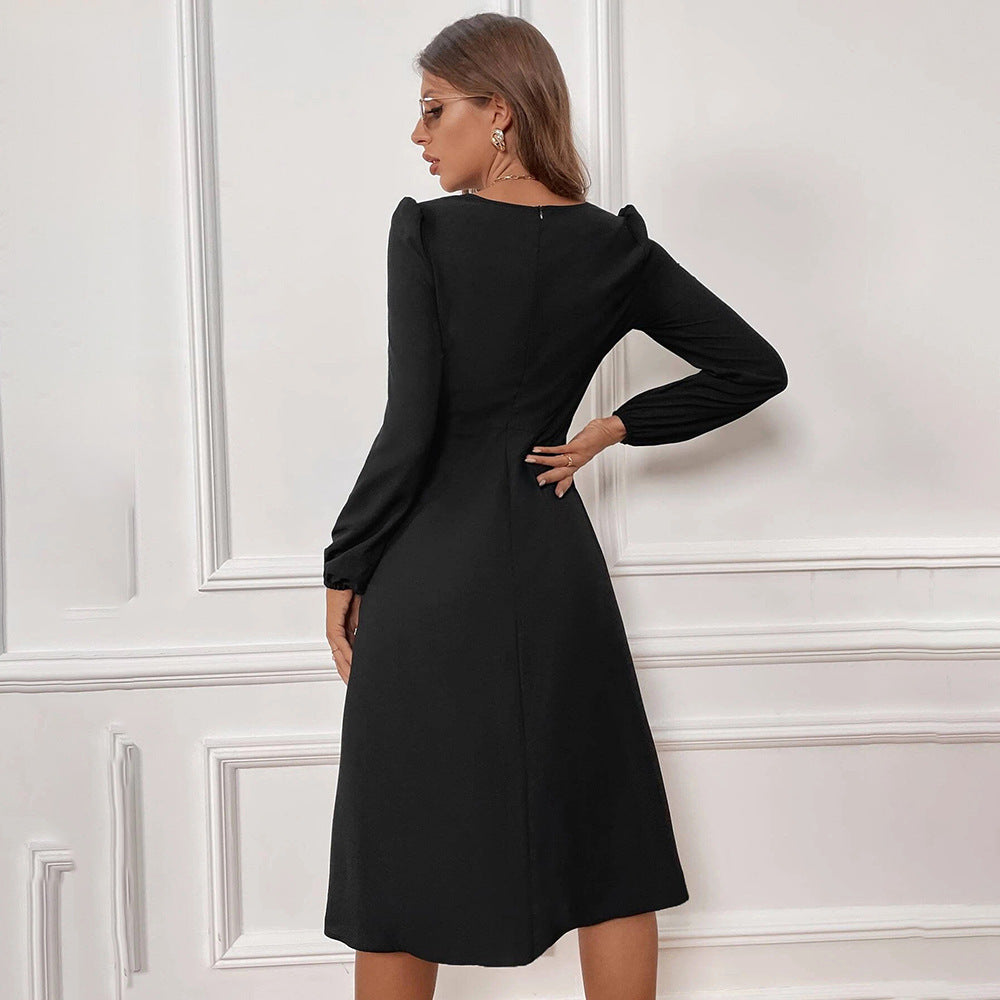 Damen Midikleid mit eleganter Raffung und seitlichem Schlitz Drune