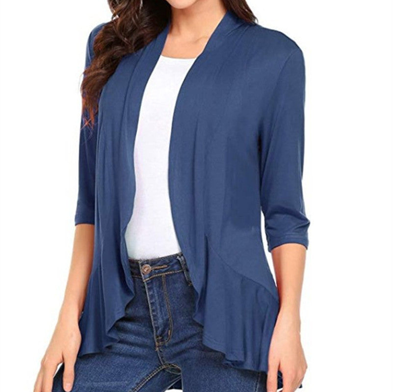 Damen Modische Strickjacke mit asymmetrischem Schnitt und Flatterdetails Drune