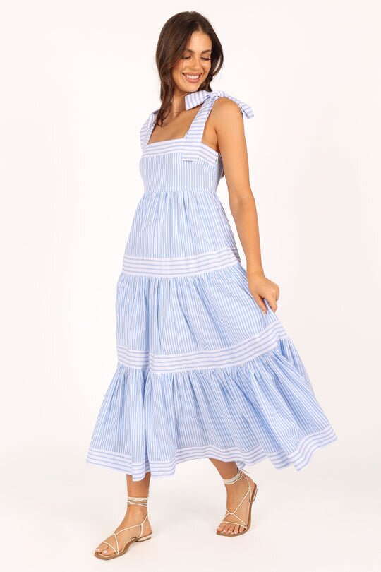Damen Maxikleid mit verstellbaren Trägern und Rüschendetails Drune