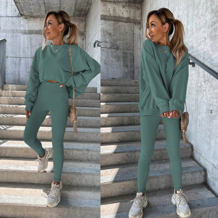 Damen Sportlicher Freizeitanzug mit oversized Sweatshirt und enganliegenden Leggings Drune