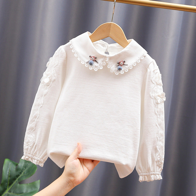 Mädchen Bluse mit elegantem Spitzenkragen und filigranen Akzenten Drune