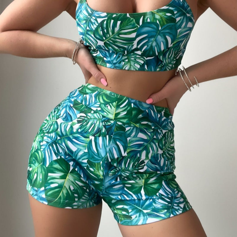 Damen Crop-Top und High-Waist Shorts Set Drune