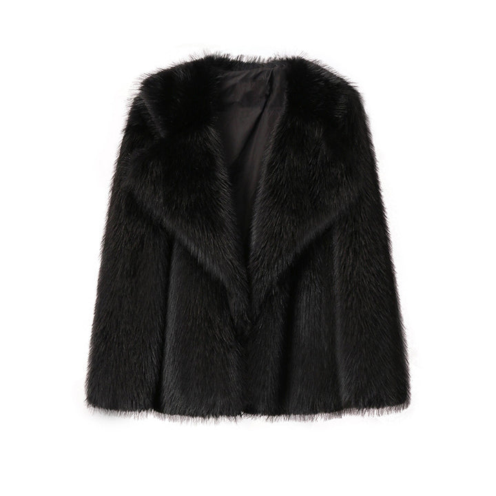 Damen eleganter Kunstpelz-Blazer mit stilvollem Kragen Drune