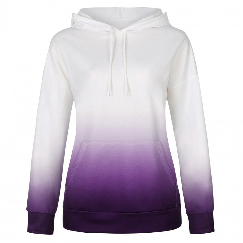 Damen Kapuzenpullover mit modernen Farbverlauf und praktischen Kängurutaschen Drune