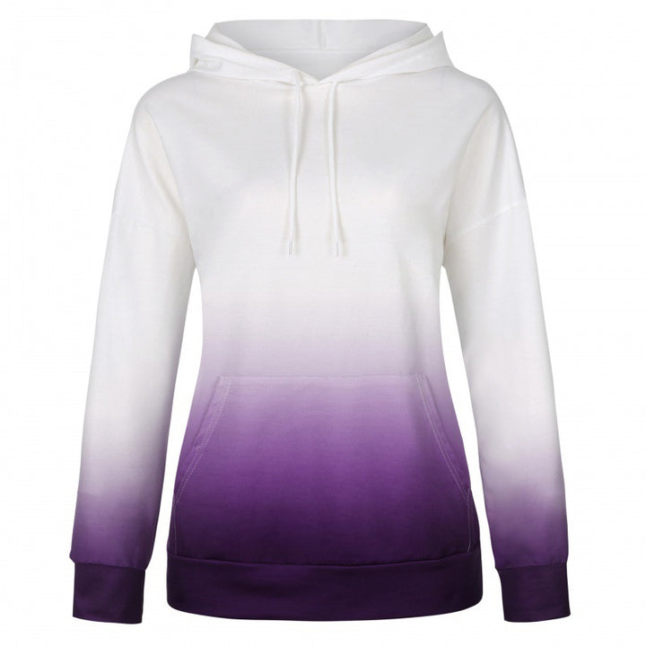 Damen Kapuzenpullover mit modernen Farbverlauf und praktischen Kängurutaschen Drune