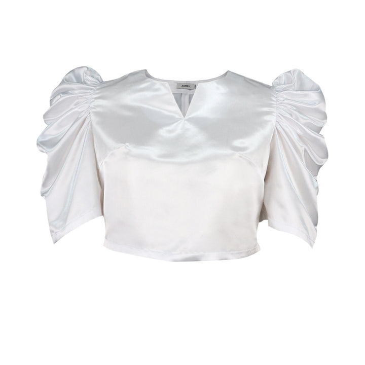 Damen elegantes Kurzarmtop mit voluminösen Puffärmeln Drune