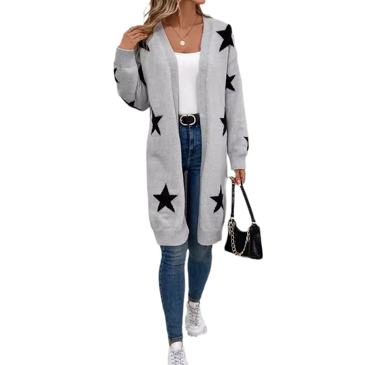 Damen Strickjacke mit modernem Sternenmuster und lässigem Schnitt Drune